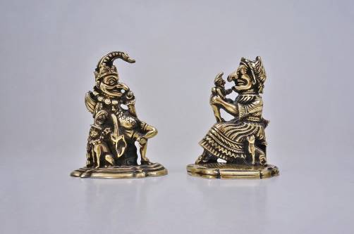 Brass Punch and Judy doorstops, 1900`s ca, English